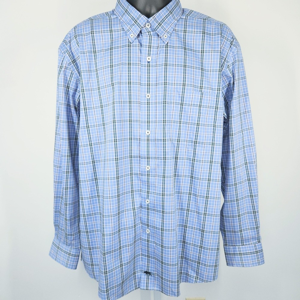 Onward Reserve Shirt Mens XL Blue Plaid Stretch Button Down Long Sleeve